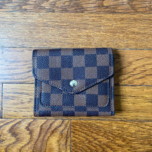 Handbags - Brown checkered trifold wallet